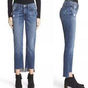 EUC FRAME denim staggered raw hem straight leg jeans